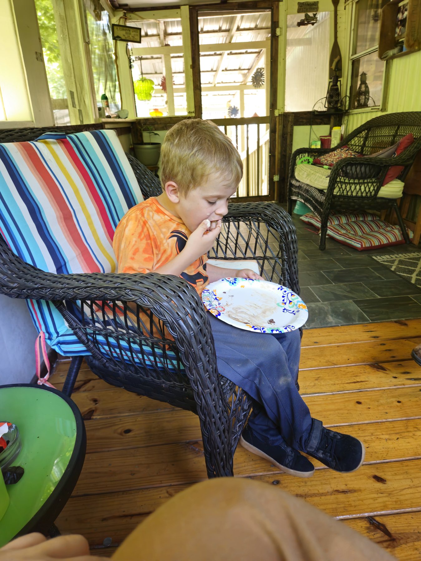 George eating Papaw’s KitKat ice cream on the porch